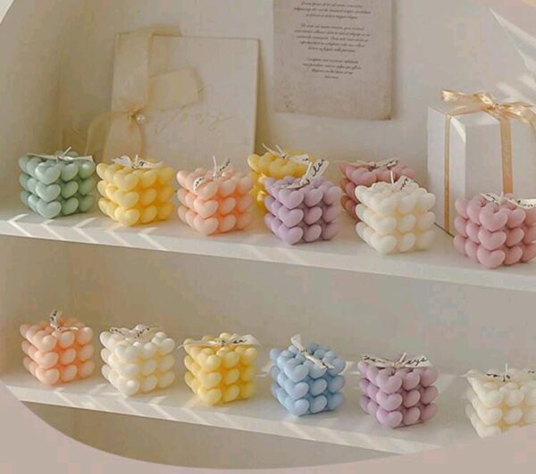 Bubble Heart Shaped Scented Candles 5.5cm - Image 3