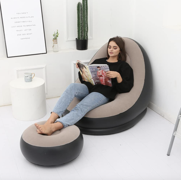 Inflatable Sofa Flocked with Footrest