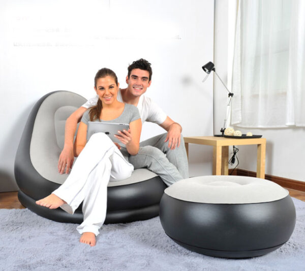 Inflatable Sofa Flocked with Footrest - Image 4